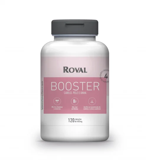 Brazil product data sample: Booster Cabelo, Pele e Unha 403mg – 120 Caps ROVAL